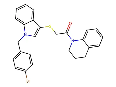 2-((1-(4-bromobenzyl)-1H-indol-3-yl)thio)-1-(3,4-dihydroquinolin-1(2H)-yl)ethanone structure