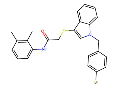 2-[1-[(4-bromophenyl)methyl]indol-3-yl]sulfanyl-N-(2,3-dimethylphenyl)acetamide structure
