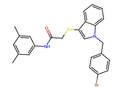 2-[1-[(4-bromophenyl)methyl]indol-3-yl]sulfanyl-N-(3,5-dimethylphenyl)acetamide structure