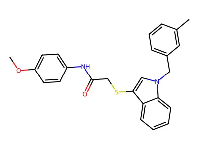 N-(4-methoxyphenyl)-2-((1-(3-methylbenzyl)-1H-indol-3-yl)thio)acetamide structure