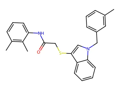 N-(2,3-dimethylphenyl)-2-[1-[(3-methylphenyl)methyl]indol-3-yl]sulfanylacetamide structure