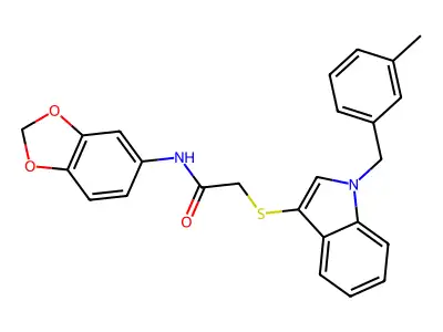 N-(benzo[d][1,3]dioxol-5-yl)-2-((1-(3-methylbenzyl)-1H-indol-3-yl)thio)acetamide structure