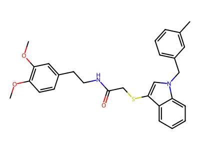 N-(3,4-dimethoxyphenethyl)-2-((1-(3-methylbenzyl)-1H-indol-3-yl)thio)acetamide structure