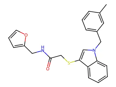 N-(furan-2-ylmethyl)-2-((1-(3-methylbenzyl)-1H-indol-3-yl)thio)acetamide structure