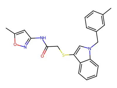 2-((1-(3-methylbenzyl)-1H-indol-3-yl)thio)-N-(5-methylisoxazol-3-yl)acetamide structure
