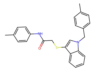 2-((1-(4-methylbenzyl)-1H-indol-3-yl)thio)-N-(p-tolyl)acetamide structure