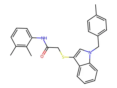 N-(2,3-dimethylphenyl)-2-[1-[(4-methylphenyl)methyl]indol-3-yl]sulfanylacetamide structure