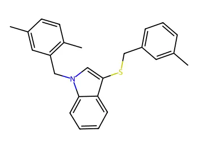1-(2,5-dimethylbenzyl)-3-((3-methylbenzyl)thio)-1H-indole structure