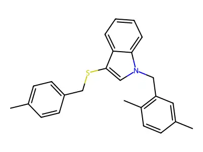 1-(2,5-dimethylbenzyl)-3-((4-methylbenzyl)thio)-1H-indole structure