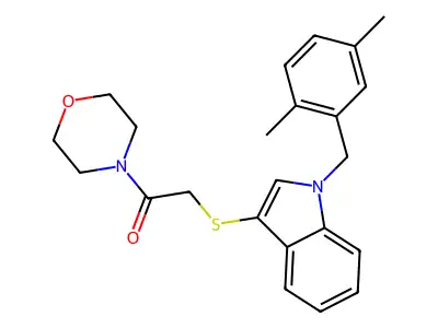 2-((1-(2,5-dimethylbenzyl)-1H-indol-3-yl)thio)-1-morpholinoethanone structure