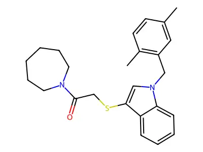 1-(azepan-1-yl)-2-((1-(2,5-dimethylbenzyl)-1H-indol-3-yl)thio)ethanone structure