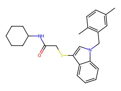 N-cyclohexyl-2-((1-(2,5-dimethylbenzyl)-1H-indol-3-yl)thio)acetamide structure