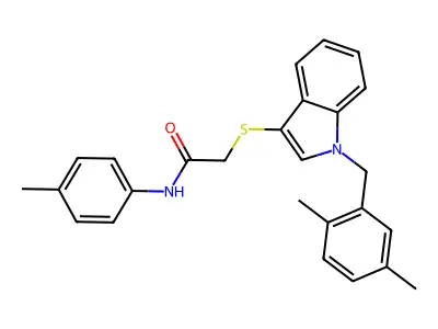 2-((1-(2,5-dimethylbenzyl)-1H-indol-3-yl)thio)-N-(p-tolyl)acetamide structure