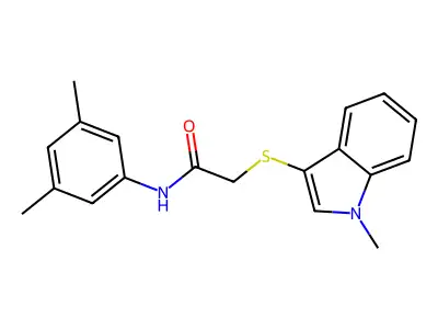 N-(3,5-dimethylphenyl)-2-(1-methylindol-3-yl)sulfanylacetamide structure