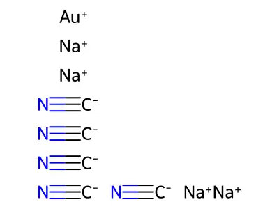 Aurate(4-), pentakis(cyano-kappaC)-, sodium (1:4) structure
