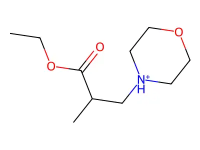 Ethyl 2-methyl-3-(1-oxa-4-azoniacyclohex-4-yl)propanoate structure