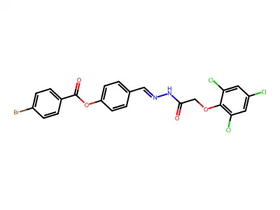 [4-[[[2-(2,4,6-trichlorophenoxy)acetyl]hydrazinylidene]methyl]phenyl] 4-bromobenzoate structure