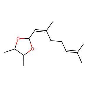 2-(2,6-Dimethylhepta-1,5-dien-1-yl)-4,5-dimethyl-1,3-dioxolane structure