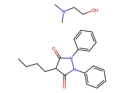 4-Butyl-1,2-diphenyl-3,5-pyrazolidinedione compd. with 2-(dimethylamino)ethanol structure