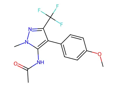 N-[4-(4-methoxyphenyl)-2-methyl-5-(trifluoromethyl)pyrazol-3-yl]acetamide structure