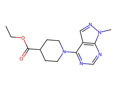 ethyl 1-(1-methyl-1H-pyrazolo[3,4-d]pyrimidin-4-yl)piperidine-4-carboxylate structure