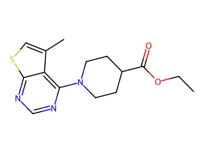 Ethyl 1-(5-methylthieno[2,3-d]pyrimidin-4-yl)piperidine-4-carboxylate structure