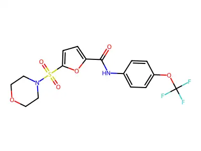 5-(4-morpholinylsulfonyl)-N-[4-(trifluoromethoxy)phenyl]-2-furancarboxamide structure