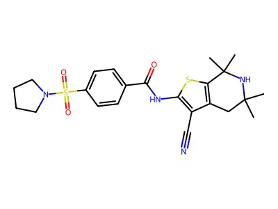 N-(3-cyano-5,5,7,7-tetramethyl-4,5,6,7-tetrahydrothieno[2,3-c]pyridin-2-yl)-4-(pyrrolidin-1-ylsulfonyl)benzamide structure