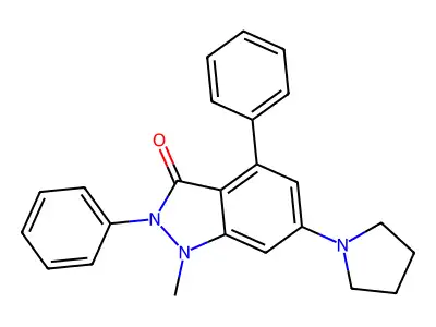 1-Methyl-2,4-diphenyl-6-pyrrolidin-1-ylindazol-3-one structure