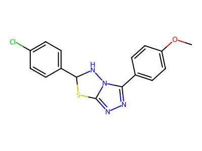 6-(4-chlorophenyl)-3-(4-methoxyphenyl)-5,6-dihydro-[1,2,4]triazolo[3,4-b][1,3,4]thiadiazole structure