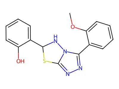 2-[3-(2-methoxyphenyl)-5,6-dihydro-[1,2,4]triazolo[3,4-b][1,3,4]thiadiazol-6-yl]phenol structure
