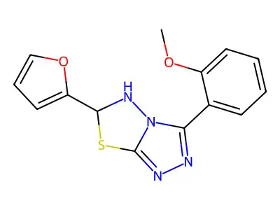 6-(furan-2-yl)-3-(2-methoxyphenyl)-5,6-dihydro-[1,2,4]triazolo[3,4-b][1,3,4]thiadiazole structure