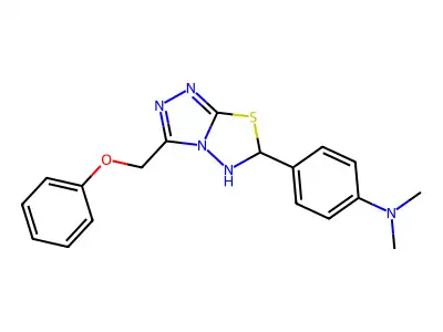 N,N-dimethyl-4-[3-(phenoxymethyl)-5,6-dihydro-[1,2,4]triazolo[3,4-b][1,3,4]thiadiazol-6-yl]aniline structure