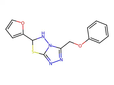 6-(furan-2-yl)-3-(phenoxymethyl)-5,6-dihydro-[1,2,4]triazolo[3,4-b][1,3,4]thiadiazole structure