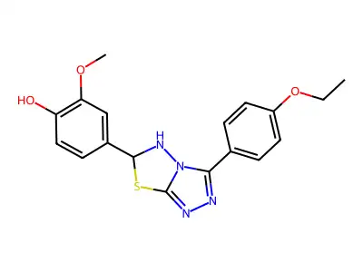 4-[3-(4-ethoxyphenyl)-5,6-dihydro-[1,2,4]triazolo[3,4-b][1,3,4]thiadiazol-6-yl]-2-methoxyphenol structure