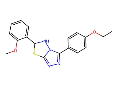 3-(4-ethoxyphenyl)-6-(2-methoxyphenyl)-5,6-dihydro-[1,2,4]triazolo[3,4-b][1,3,4]thiadiazole structure