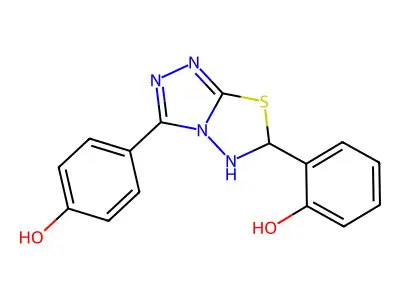 2-[3-(4-Hydroxyphenyl)-5,6-dihydro-[1,2,4]triazolo[3,4-b][1,3,4]thiadiazol-6-yl]phenol structure