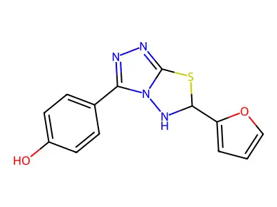 4-[6-(Furan-2-yl)-5,6-dihydro-[1,2,4]triazolo[3,4-b][1,3,4]thiadiazol-3-yl]phenol structure