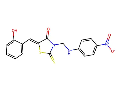 5-(2-hydroxybenzylidene)-3-(((4-nitrophenyl)amino)methyl)-2- structure