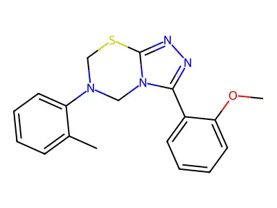 3-(2-methoxyphenyl)-6-(2-methylphenyl)-5,7-dihydro-[1,2,4]triazolo[3,4-b][1,3,5]thiadiazine structure