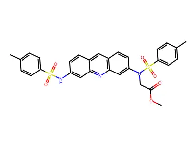 methyl 2-[(4-methylphenyl)sulfonyl-[6-[(4-methylphenyl)sulfonylamino]acridin-3-yl]amino]acetate structure