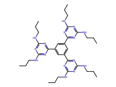 6-[3,5-bis[4,6-bis(propylamino)-1,3,5-triazin-2-yl]phenyl]-2-N,4-N-dipropyl-1,3,5-triazine-2,4-diamine structure