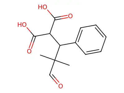 2-(2,2-Dimethyl-3-oxo-1-phenylpropyl)propanedioic acid structure