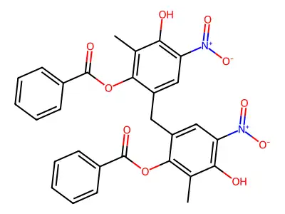 [6-[(2-benzoyloxy-4-hydroxy-3-methyl-5-nitrophenyl)methyl]-3-hydroxy-2-methyl-4-nitrophenyl] benzoate structure