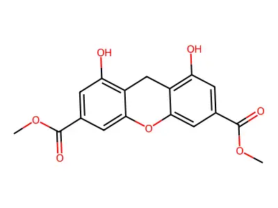 dimethyl 1,8-dihydroxy-9H-xanthene-3,6-dicarboxylate structure