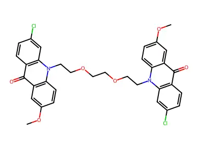 6-chloro-10-[2-[2-[2-(6-chloro-2-methoxy-9-oxoacridin-10-yl)ethoxy]ethoxy]ethyl]-2-methoxyacridin-9-one structure