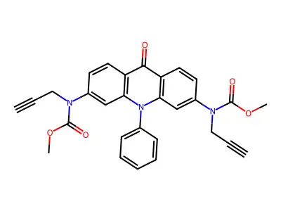 methyl N-[6-[methoxycarbonyl(prop-2-ynyl)amino]-9-oxo-10-phenylacridin-3-yl]-N-prop-2-ynylcarbamate structure