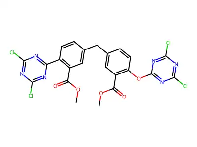 methyl 2-(4,6-dichloro-1,3,5-triazin-2-yl)-5-[[4-[(4,6-dichloro-1,3,5-triazin-2-yl)oxy]-3-methoxycarbonylphenyl]methyl]benzoate structure