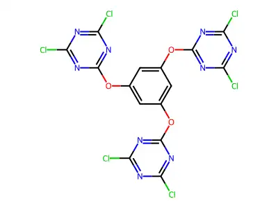 2-[3,5-bis[(4,6-dichloro-1,3,5-triazin-2-yl)oxy]phenoxy]-4,6-dichloro-1,3,5-triazine structure