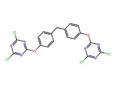 2,4-dichloro-6-[4-[[4-[(4,6-dichloro-1,3,5-triazin-2-yl)oxy]phenyl]methyl]phenoxy]-1,3,5-triazine structure
